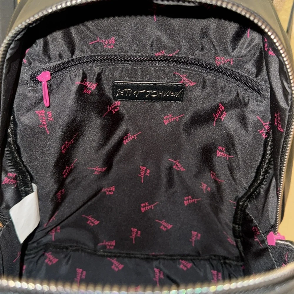 BETSEY JOHNSON Quilted Faux Leather Chain Backpack